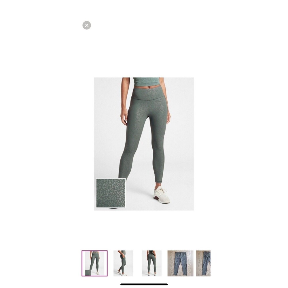 ATHLETA Ultimate Stash Pocket Embossed 7/8 Tights Size S Bali Green
